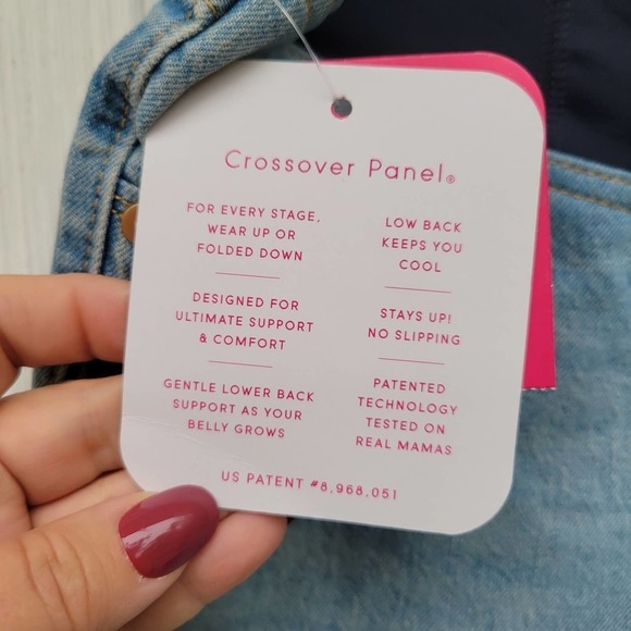 Ingrid & Isabel Maternity Denim Midi Short Crossover Panel 16 NWT - Picture 5 of 8